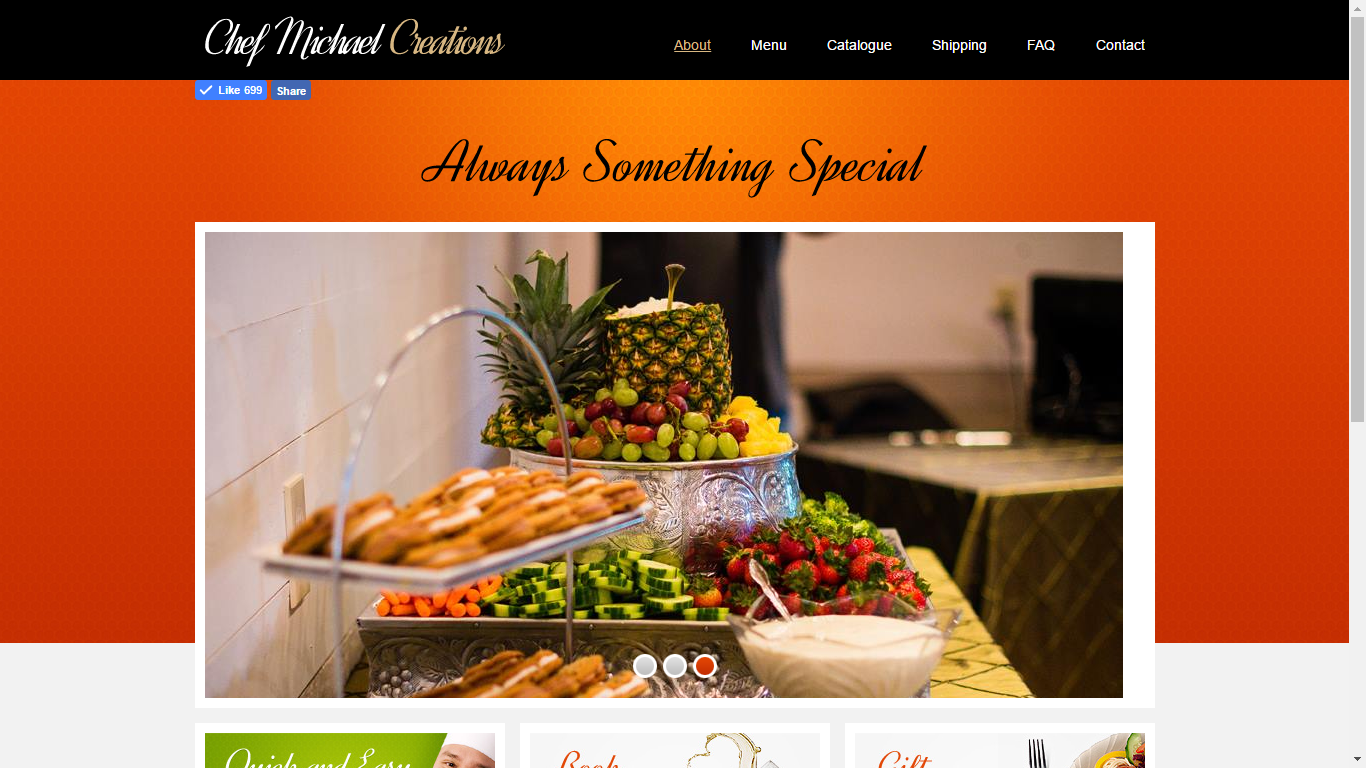 This catering website was created for Chef Michael Creations in NC