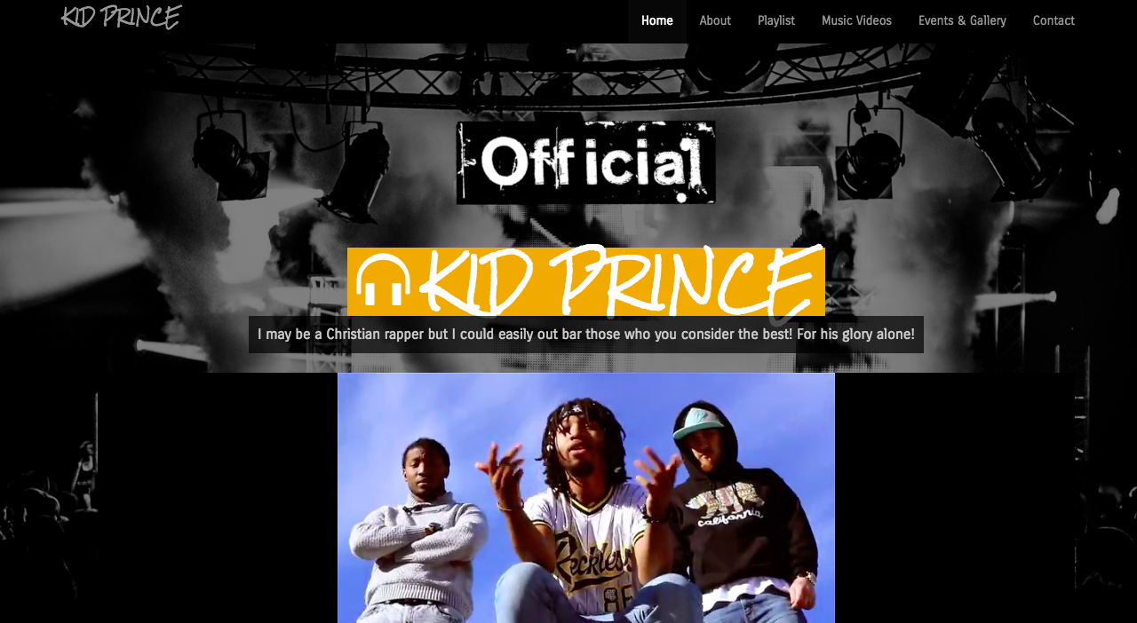 Website developed for a Christian Rap Artist (Kid Prince).